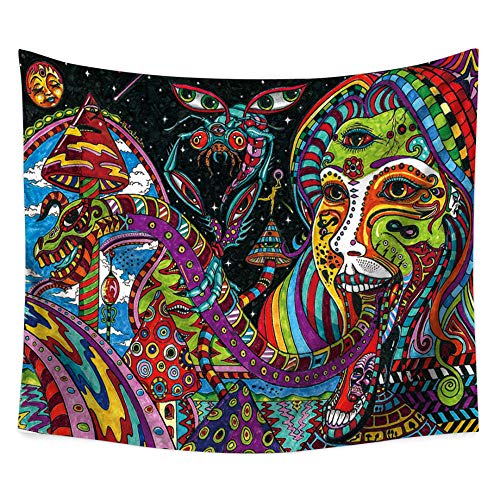 Wandteppiche Wandbehang Tapisserie, Psychedelic Trippy Hippie Böhmischen Wandteppich Wand Hängen Bunte Lange Zunge Monster, Rechteckig Art Decor Drucken Gewebe Für Wohnzimmer Schlafzimmer von Dollin&Dockin