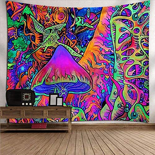 Wandteppiche Wandbehang Tapisserie, Funny Hippie Wandteppich Wand Hängen Bunte Pilzwald, Rechteckig Art Decor Drucken Gewebe Für Wohnzimmer Schlafzimmer von Dollin&Dockin