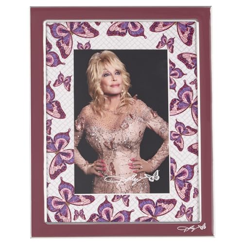 Dolly Parton 17 x 22 x 1 cm Lavendel-Schmetterlings-Emaille-Bilderrahmen, zeigt ein 10 x 15 cm großes Foto von Dolly Parton