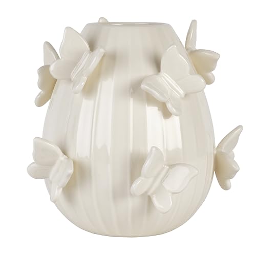 Dolly Parton Weiße Keramikvase mit dimensionalen Schmetterlingen, 19 x 19 x 18 cm Dolly Parton Weiße Keramikvase mit dimensionalen Schmetterlingen, 19 x 19 x 18 cm von Dolly Parton