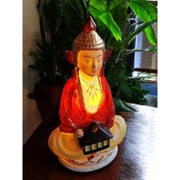 Buddha Weihrauch Parfümlampe, Ca 1930, Objekt. Sehr Guter Zustand, Incl Glühbirne, Antike Parfumlampengottheit von DolmenAntiqueTiles
