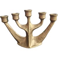 Menorah - Horst Dalbeck Brutalist Designer Antieke Authentieke Atelier Gallery Kandelaar Massief Brons, Fraai Bewerkt Art Kerzenständer von DolmenAntiqueTiles