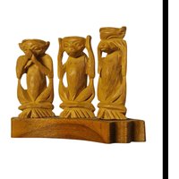Hoor Zie Zwijg Holzschnitzerei Houtsnijwerk 3 Aapjes Horen Zien Zwijgen Indonesisch von DolmenAntiqueTiles