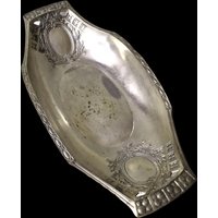 Jugendstil Versilbertes Serviertablett Schale, Gemarkt Cbn, Deutschland, Ca 1900-1910, Servierplatte von DolmenAntiqueTiles