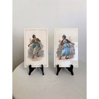 Plaquettes Met Fashion Damen, Delftware, Art-Deco-Mode Delft Mode Genummerd, Gemerkt, Delftware Dutch Holland von DolmenAntiqueTiles