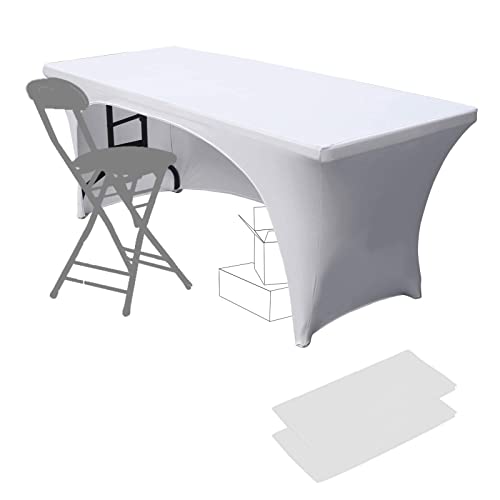 Dololoo Elasthan Tischdecke 183cm x 75cm, 6ft Polyester Rechteckige Tischdecke mit offenem Rücken Dehnbare Tischdecke, Hochzeit, Party, Küche, Dekoration von Dololoo