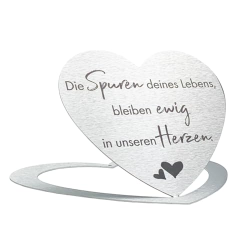 DOLORINO Grabherz aus Edelstahl | wetterfest | mit Spruch "Die Spuren deines Lebens"| ca. 17x15cm DOLORINO Grabherz aus Edelstahl | wetterfest | mit Spruch "Die Spuren deines Lebens"| ca. 17x15cm von Dolorino