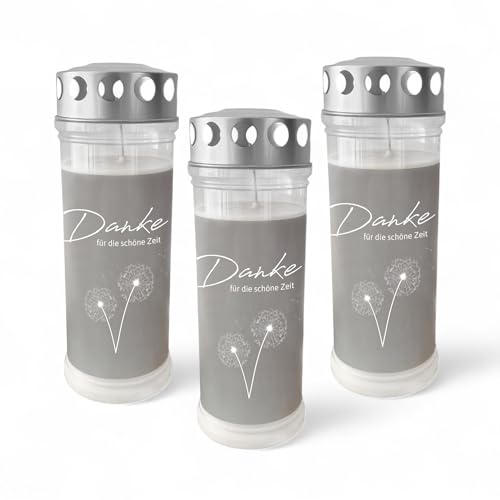DOLORINO Grablicht mit Spruch "Danke für die schöne Zeit" | 3er Set | 7-Tage Brenner | deutsche Qualität DOLORINO Grablicht mit Spruch "Danke für die schöne Zeit" | 3er Set | 7-Tage Brenner | deutsche Qualität von Dolorino
