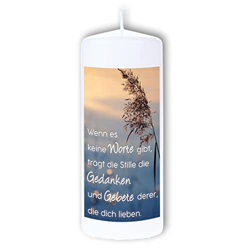 DOLORINO Trauerkerze | Trauerkerze mit Spruch und Foto vom Sonnenuntergang | RAL Qualitätskerze | made in Germany | Brenndauer ca. 44 Stunden | 15cm | (Wenn es keine Worte gibt) von Dolorino