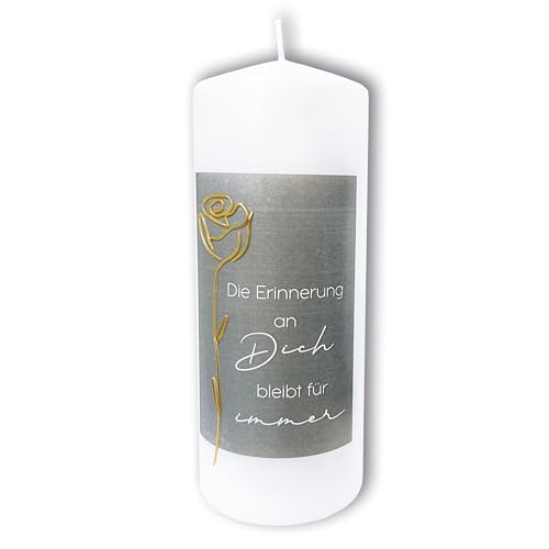DOLORINO Trauerkerze mit Spruch "Die Erinnerung an Dich bleibt für immer" | liebevolles Symbol des Trostes | made in Germany | 120 Std. Brenndauer | 8x20cm DOLORINO Trauerkerze mit Spruch "Die Erinnerung an Dich bleibt für immer" | liebevolles Symbol des Trostes | made in Germany | 120 Std. Brenndauer | 8x20cm von Dolorino