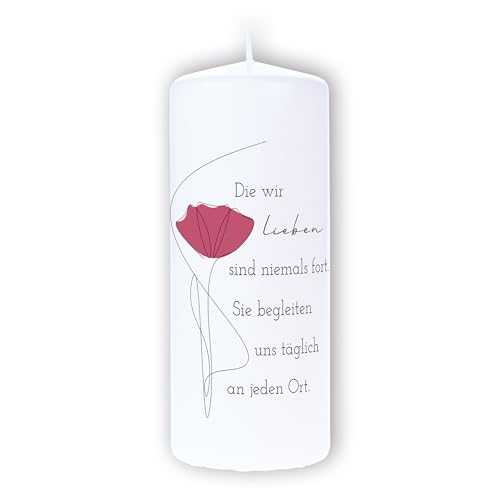 DOLORINO Trauerkerze mit Spruch "Die wir lieben sind niemals fort. Sie begleiten uns täglich an jeden Ort" | liebevolles Symbol des Trostes | made in Germany | 120 Std. Brenndauer | 8x20cm DOLORINO Trauerkerze mit Spruch "Die wir lieben sind niemals fort. Sie begleiten uns täglich an jeden Ort" | liebevolles Symbol des Trostes | made in Germany | 120 Std. Brenndauer | 8x20cm von Dolorino