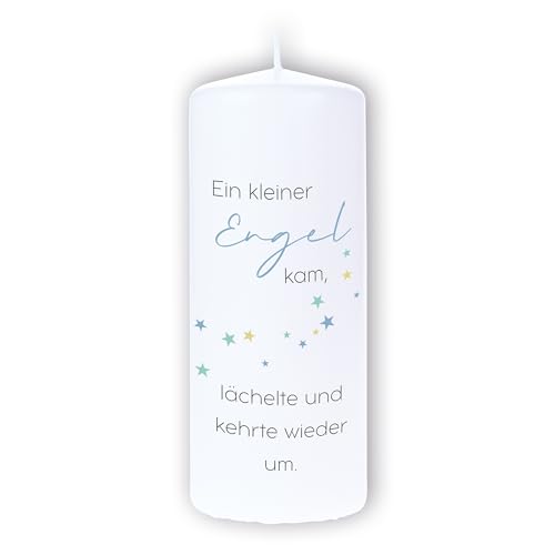 DOLORINO Trauerkerze mit Spruch "Ein kleiner Engel kam, lächelte und kehrte wieder um" | liebevolles Symbol des Trostes für Sternenkinder | made in Germany | 44 Std. Brenndauer | 15cm DOLORINO Trauerkerze mit Spruch "Ein kleiner Engel kam, lächelte und kehrte wieder um" | liebevolles Symbol des Trostes für Sternenkinder | made in Germany | 44 Std. Brenndauer | 15cm von Dolorino