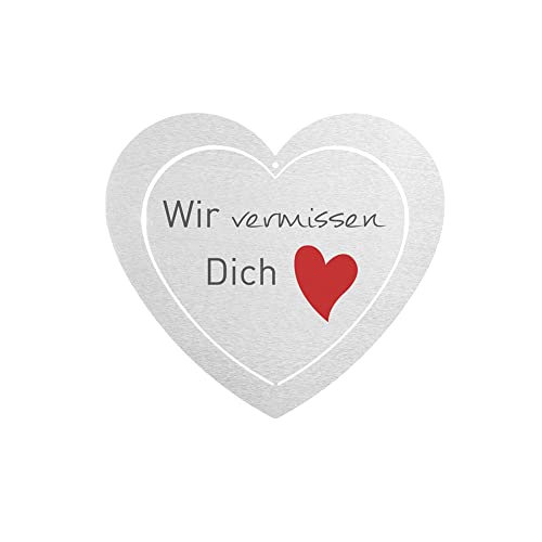 Dolorino Grabherz aus Edelstahl | wetterfest | mit Spruch Wir vermissen Dich| ca. 17x15cm von Dolorino