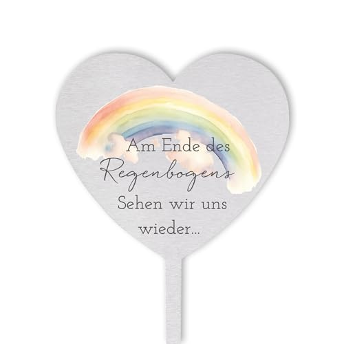 Dolorino Grabstecker Edelstahl Herz mit Spruch | Am Ende des Regenbogens sehen wir Uns Wieder | Grabschmuck | eine wetterfeste Erinnerung aus Edelstahl | 28cm Dolorino Grabstecker Edelstahl Herz mit Spruch | Am Ende des Regenbogens sehen wir Uns Wieder | Grabschmuck | eine wetterfeste Erinnerung aus Edelstahl | 28cm von Dolorino