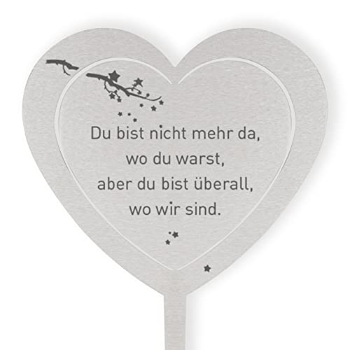 Dolorino Grabstecker Edelstahl Herz mit Spruch | DU BIST Nicht MEHR DA | Grabschmuck | in Liebe für einen geliebte Menschen | eine wetterfeste Erinnerung aus Edelstahl Dolorino Grabstecker Edelstahl Herz mit Spruch | DU BIST Nicht MEHR DA | Grabschmuck | in Liebe für einen geliebte Menschen | eine wetterfeste Erinnerung aus Edelstahl von Dolorino