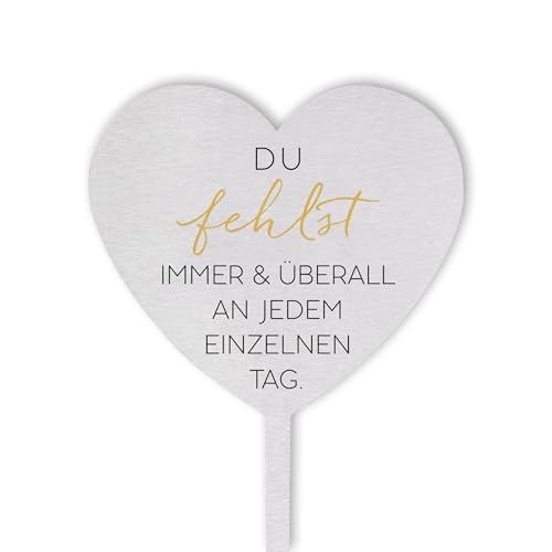 Dolorino Grabstecker Edelstahl Herz mit Spruch | "Du fehlst immer & überall an jedem einzelnen Tag" | Grabschmuck | eine wetterfeste Erinnerung aus Edelstahl | 28cm Dolorino Grabstecker Edelstahl Herz mit Spruch | "Du fehlst immer & überall an jedem einzelnen Tag" | Grabschmuck | eine wetterfeste Erinnerung aus Edelstahl | 28cm von Dolorino