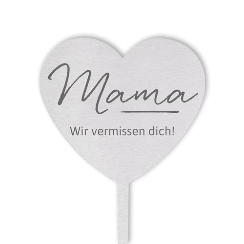 Dolorino Grabstecker Herz Wir vermissen Dich | Grabschmuck, in Liebe für einen geliebte Menschen | eine wetterfeste Erinnerung aus Edelstahl | 28cm (Mama) von Dolorino