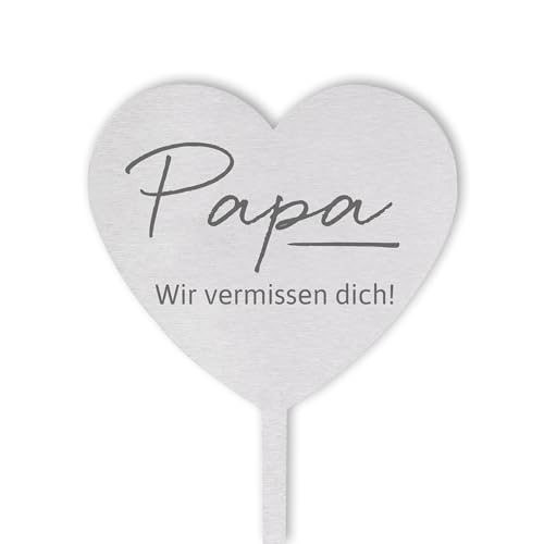 Dolorino Grabstecker Herz Wir vermissen Dich | Grabschmuck, in Liebe für einen geliebte Menschen | eine wetterfeste Erinnerung aus Edelstahl | 28cm (Papa) von Dolorino