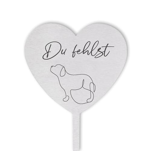 Dolorino - Grabstecker für Tiere aus wetterfestem Edelstahl | Made in Germany | für Hund, Katze, Vierbeiner | Tiergrab | 20cm (Hund) von Dolorino