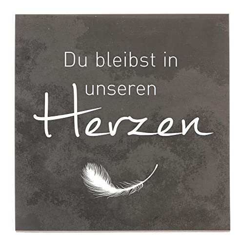 Dolorino Grabtafel aus Stein | wetterfest | mit Trauerspruch 'Du Bleibst In Unseren Herzen' | 14x14cm Dolorino Grabtafel aus Stein | wetterfest | mit Trauerspruch 'Du Bleibst In Unseren Herzen' | 14x14cm von Dolorino