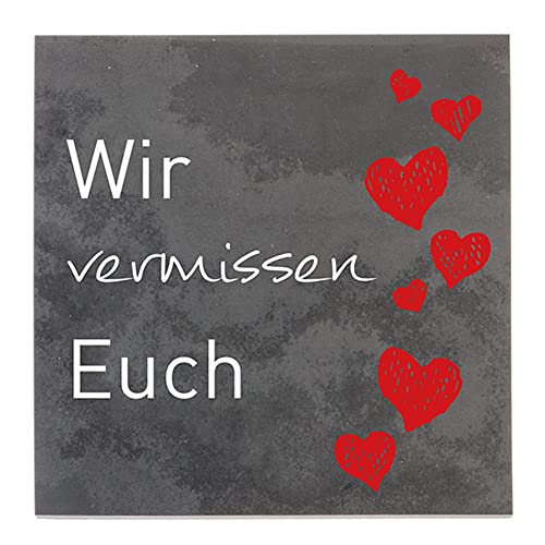 Dolorino Grabtafel aus Stein | wetterfest | mit Trauerspruch 'Wir Vermissen Euch' | 14x14cm von Dolorino