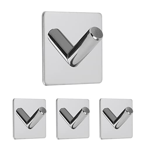 Dolvhin Handtuchhaken ohne Bohren | 4x Badezimmer Haken selbstklebend | Handtuchhalter selbstklebend | Wandhaken aus Edelstahl für Bad & Küche | Klebehaken Chrom poliert von Dolvhin