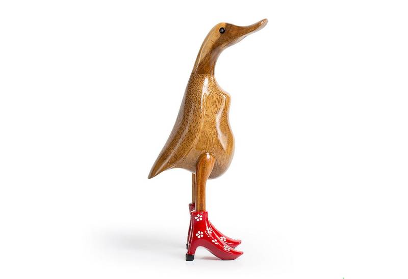 DomDeco Dekofigur Handgefertigte Deko-Figur aus Holz "Ente mit Absatz" von DomDeco