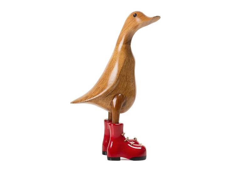 DomDeco Dekofigur Handgefertigte Deko-Figur aus Holz "Ente mit Stiefeln" von DomDeco