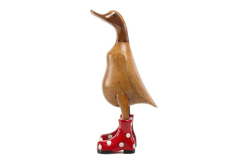 DomDeco Dekofigur Handgefertigte Deko-Figur aus Holz "Ente mit Stiefeln" von DomDeco