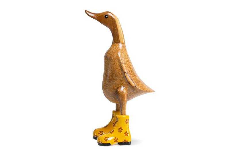 DomDeco Dekofigur Handgefertigte Deko-Figur aus Holz "Ente mit Stiefeln" von DomDeco