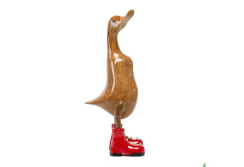 DomDeco Dekofigur Handgefertigte Deko-Figur aus Holz "Ente mit Stiefeln" von DomDeco