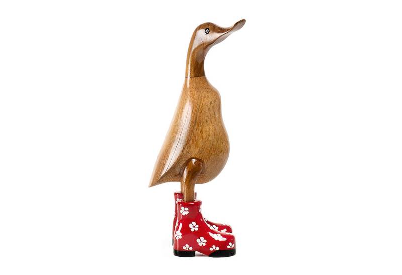 DomDeco Dekofigur Handgefertigte Deko-Figur aus Holz "Ente mit Stiefeln" von DomDeco