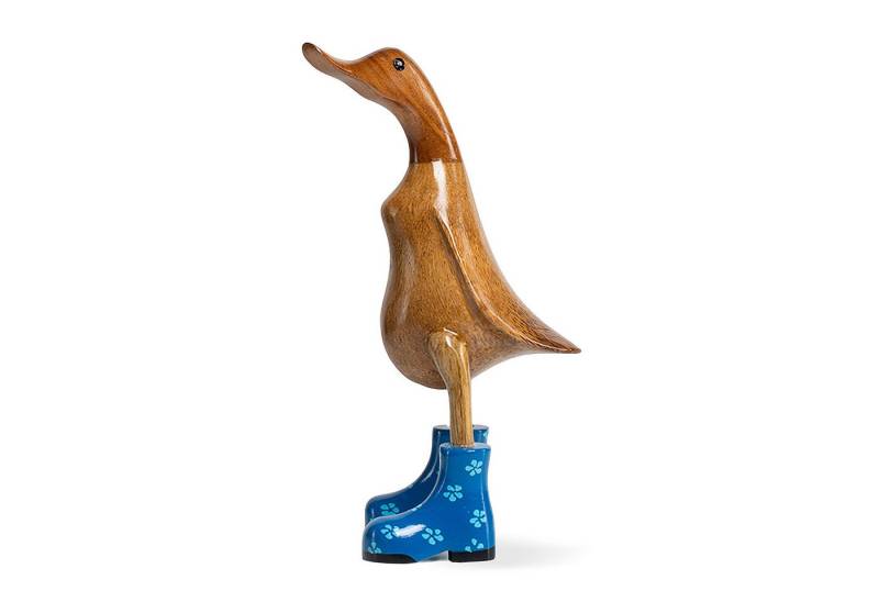 DomDeco Dekofigur Handgefertigte Deko-Figur aus Holz "Ente mit Stiefeln" von DomDeco