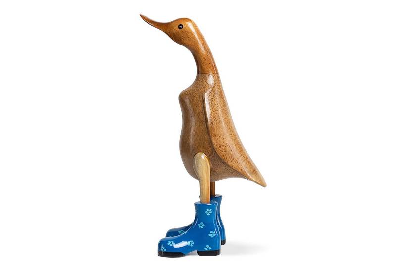 DomDeco Dekofigur Handgefertigte Deko-Figur aus Holz "Ente mit Stiefeln" von DomDeco