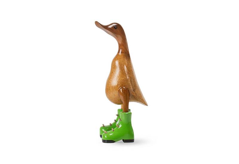 DomDeco Dekofigur Handgefertigte Deko-Figur aus Holz "Ente mit Stiefeln" von DomDeco