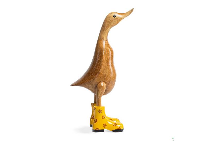 DomDeco Dekofigur Handgefertigte Deko-Figur aus Holz "Ente mit Stiefeln" von DomDeco