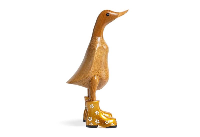 DomDeco Dekofigur Handgefertigte Deko-Figur aus Holz "Ente mit Stiefeln" von DomDeco