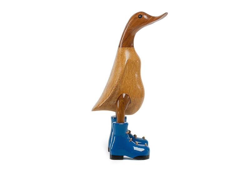 DomDeco Dekofigur Handgefertigte Deko-Figur aus Holz "Ente mit Stiefeln" von DomDeco