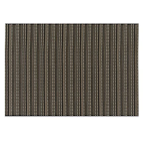 DomDeco In- & Outdoor Teppich UMAR mit unifarbenem Flachgewebe - wetterfest & robust für Garten/Terrasse/Balkon oder Innenräume, aus Kunstfaser, Schwarz-Beige in 160x230cm von DomDeco