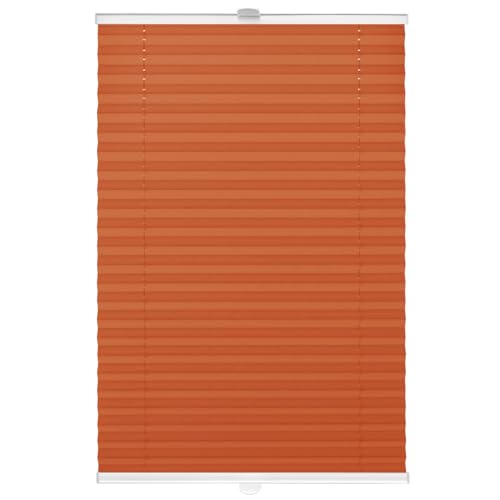 DomDeco Plissee 70x220cm Orange mit weiß lackierten Alu-Profilen, KlemmFix-Halterung zur Montage ohne Bohren von DomDeco