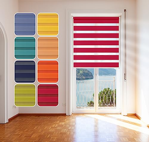 Doppelrollo, Gelb, 105x150cm - Duo-Rollo Klemm Fix mit Klemmträger, Fenster-Rollo/Seitenzug-Rollo Ohne Bohren, lichtdurchlässig und verdunkelnd von DomDeco