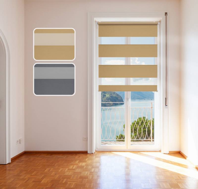 Doppelrollo Doppelrollo "Elegance" mit Stoffen in edlen Farben, Klemm-Fix Halterun, DomDeco, Klemm- oder Schraubmontage von DomDeco