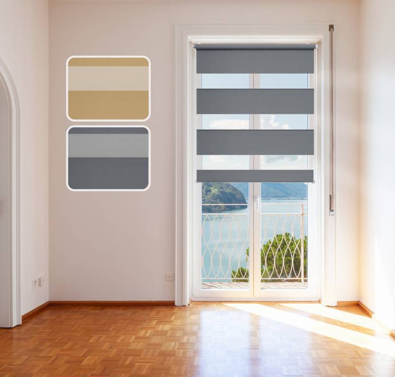 Doppelrollo Doppelrollo "Elegance" mit Stoffen in edlen Farben, Klemm-Fix Halterun, DomDeco, Klemm- oder Schraubmontage von DomDeco