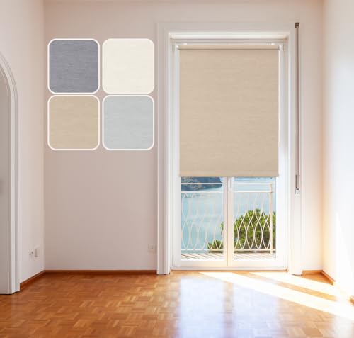 Rollo Scandi, 100x215cm Beige, Tageslichtrollo in natürlichen, skandinavischen Farben und Stoffen - vormontiert, System Click von DomDeco