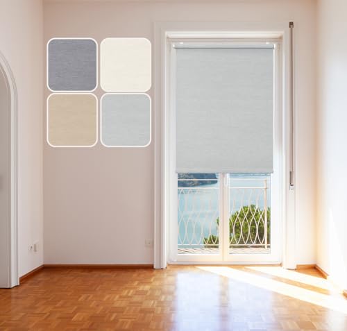 Rollo Scandi, 120x150cm Ashen, Tageslichtrollo in natürlichen, skandinavischen Farben und Stoffen - vormontiert, System Click von DomDeco