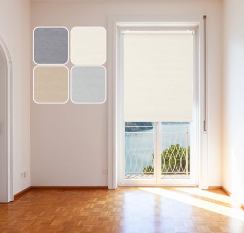 Rollo Scandi, 120x150cm Linen, Tageslichtrollo in natürlichen, skandinavischen Farben und Stoffen - vormontiert, System Click von DomDeco