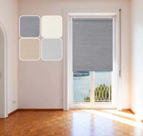 Rollo Scandi, 95x150cm Gray, Tageslichtrollo in natürlichen, skandinavischen Farben und Stoffen - vormontiert, System Click von DomDeco