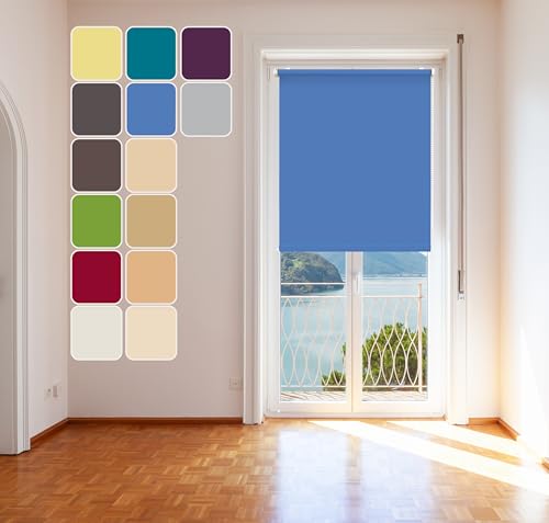 Tageslicht Classic Rollo Blau 80x215cm Klemm Fix Rollo von DomDeco
