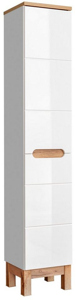 Domando Badkommode Badschrank Stintino M2 in Weiß Matt und Weiß Hochglanz, Breite 35cm, Soft-Close-Funktion, Hochglanz von Domando