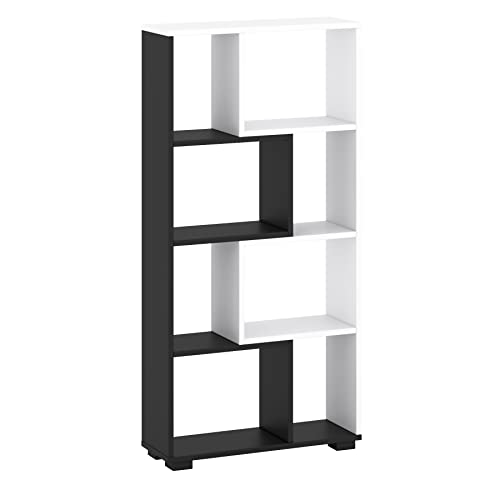 Domando Bücherregal Venosa Modern für Wohnzimmer Breite 60cm, besondere Facheinteilung in Weiß Matt und Schwarz Matt von Domando